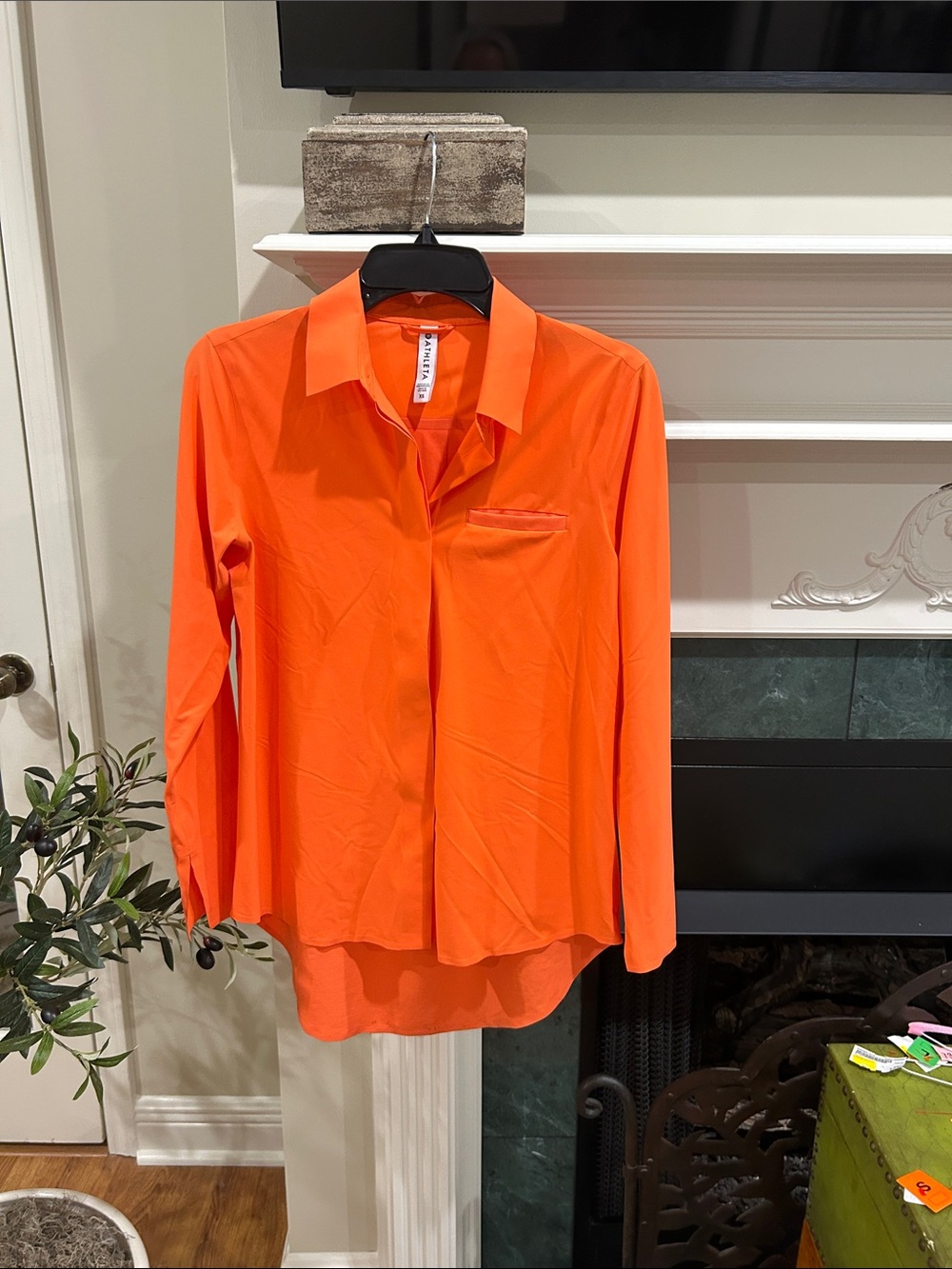 Athleta Neon Orange Button-Down Shirt